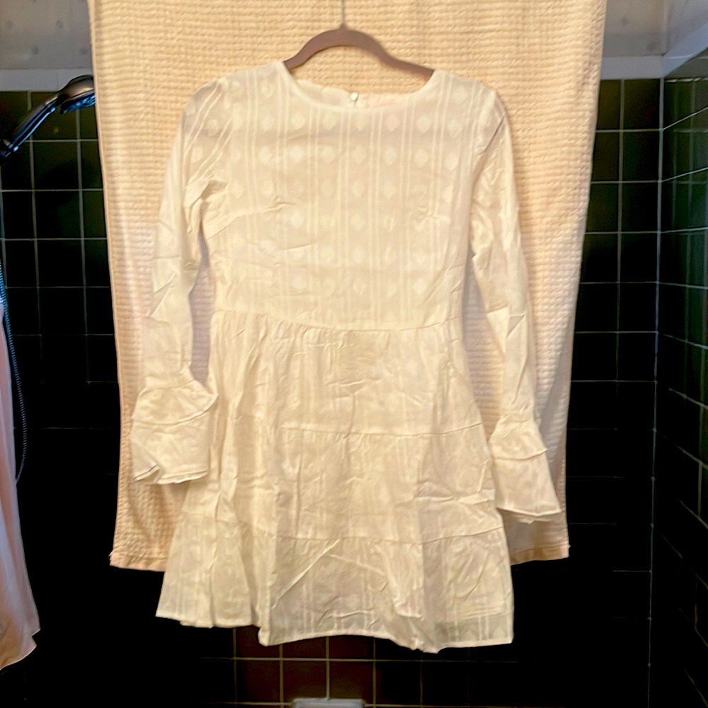 Pink lily white ruffle sleeved dress